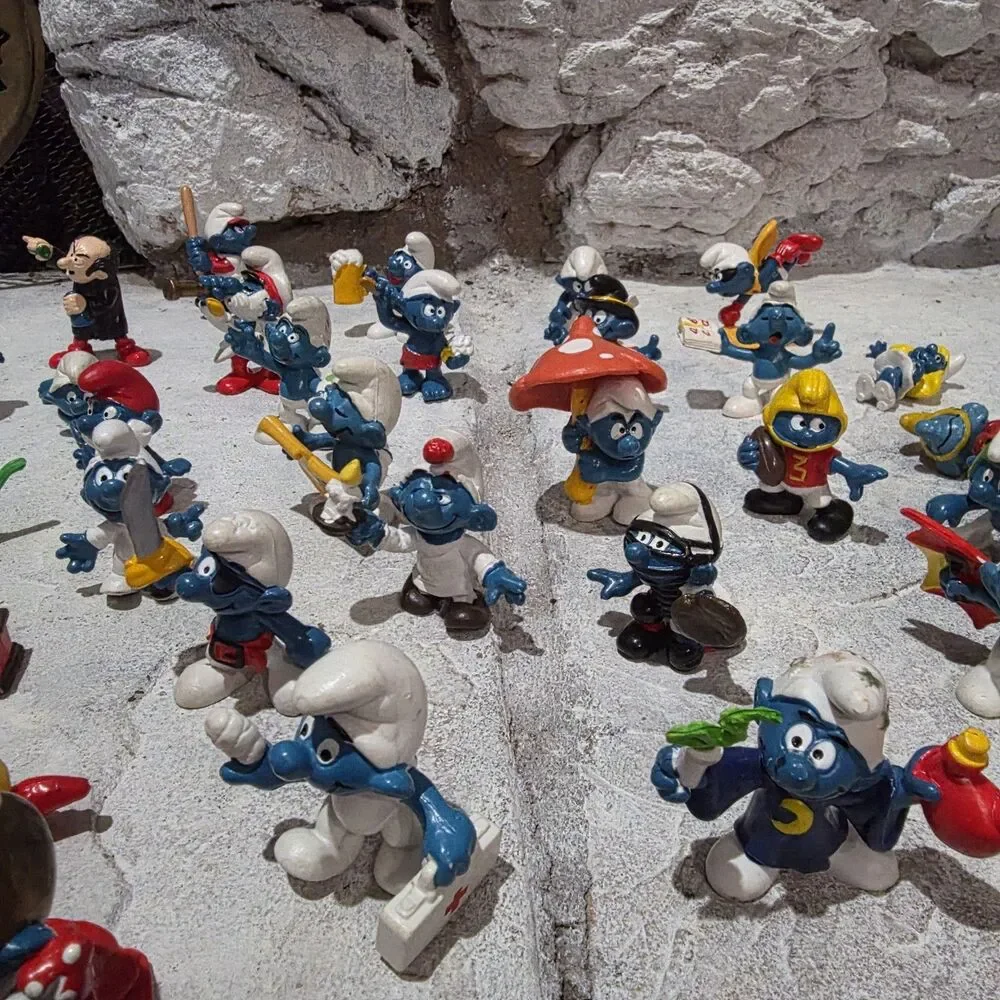 Vintage Smurf Figures Lot of 38 1970s-1980s Peyo Schleich Figurines Snail